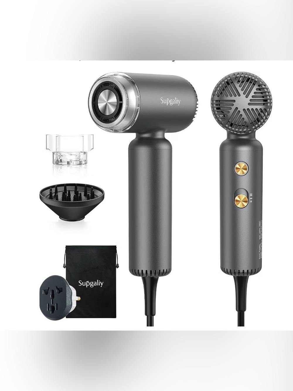 $110. Supgality super mini high speed hair dryer w/ 3 attachments New Open Box!